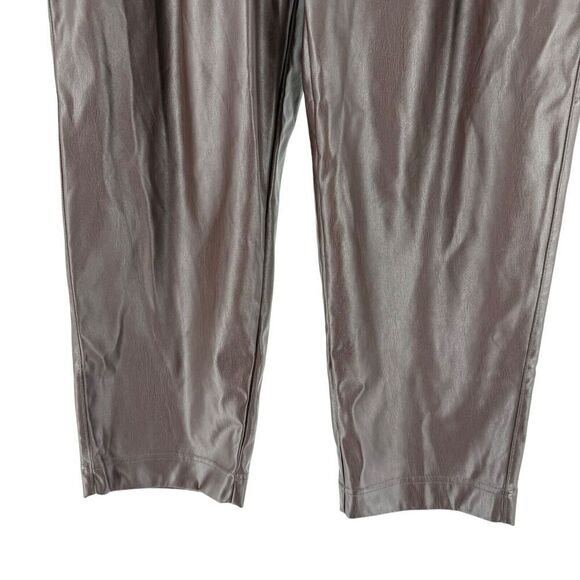 Chocolate Brown Faux Leather Pants Straight Leg Pleated High Rise 12 A New Day - Picture 3 of 11